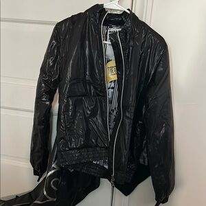 Black Harajuku Lovers Bomber Jacket With Scarf